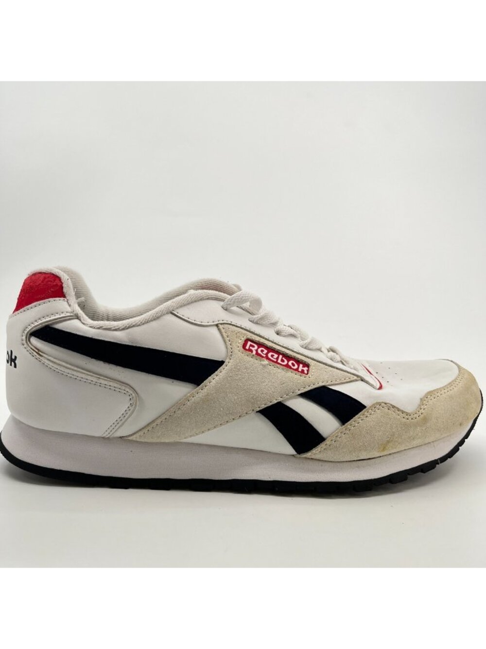Reebok Glide Mens Size 10.5 White Black Red Athletic Leather Shoes Sneakers